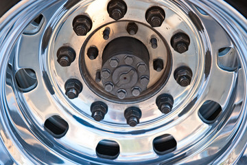 Closeup view of a sports car wheel rim