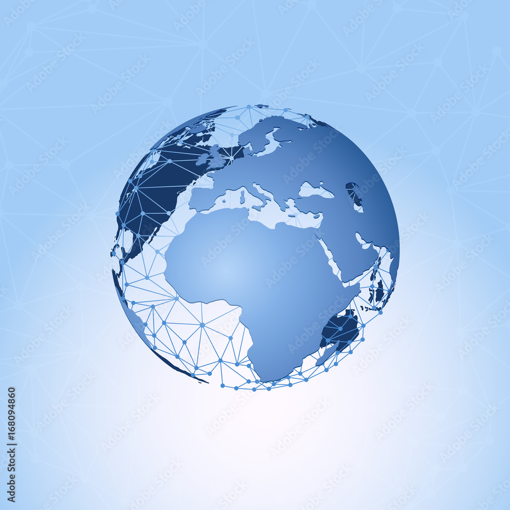 Poster world map and global communication network. vector illustration.