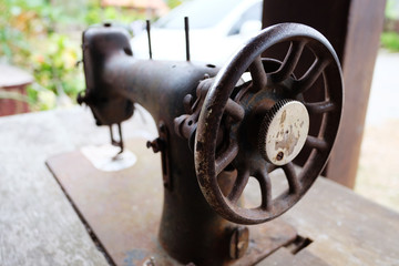 Old rusty sewing machine