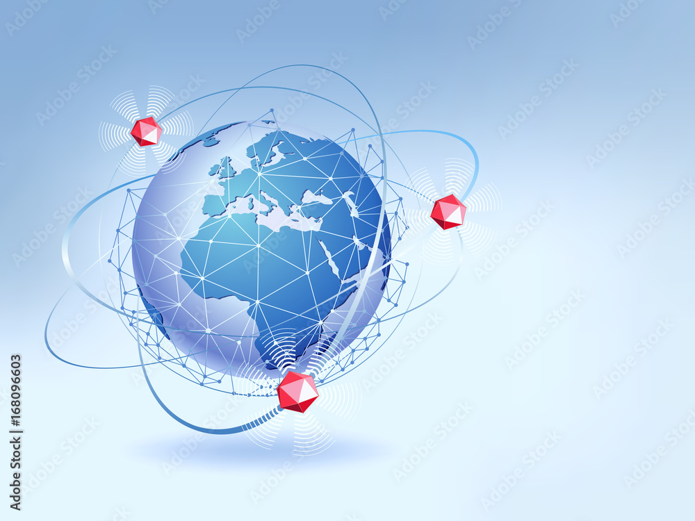 Aufkleber planet earth. modern design of the global communication network. vector illustration.