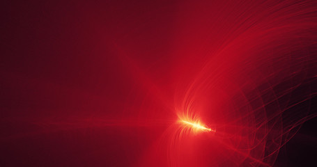 Red And Yellow Abstract Lines Curves Particles Background