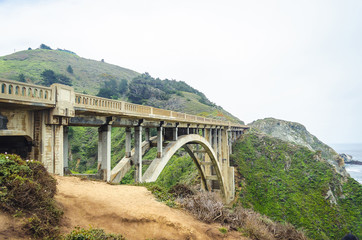 Fototapeta na wymiar Bixby Creek Bridge on Highway in Big Sur, California, USA