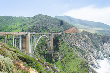 Fototapeta na wymiar Bixby Creek Bridge on Highway in Big Sur, California, USA