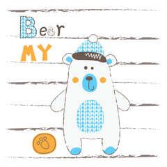 Vector illustration with cute polar bear