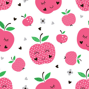 Seamless pattern with abstract apples