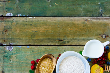 Berries and baking ingredients