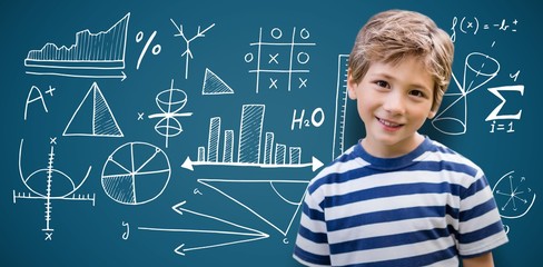 Composite image of portrait of smiling cute boy