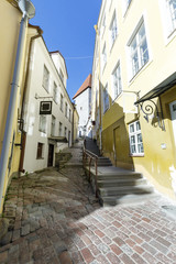 Street with stairs in the old town of Tallinn