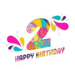 Happy birthday 2 two year paper cut greeting card