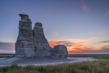 Castle Rock in Kansas prairie