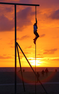 Sunset rope climb 