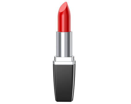 Red lipstick isolated on white background, 3D render.