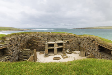 Scottish prehistoric site in Orkney. Skara Brae. Scotland  - obrazy, fototapety, plakaty