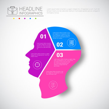 Headline Infographic Design Head Steps Business Data Graphic Collection Presentation Copy Space Vector Illustration