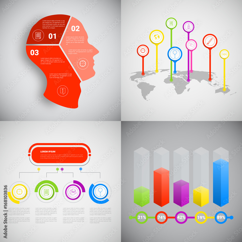Poster headline infographic set design business data graphic collection presentation copy space vector illu