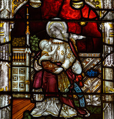 Obraz na płótnie Canvas Bath Abbey Perpendicular Gothic Window Close up K Stained Glass
