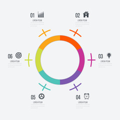 Infographics template 6 options with circle