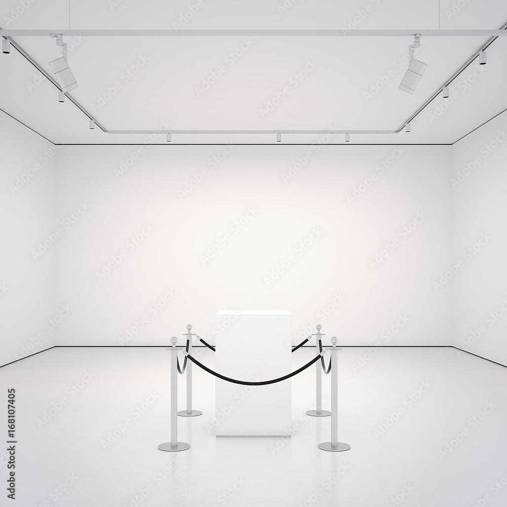 Aufkleber white gallery with empty showcase. 3d rendering