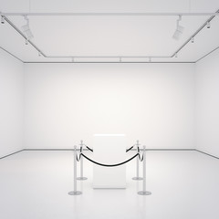 White gallery with empty showcase. 3d rendering