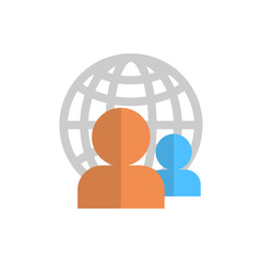 Profile Icon Over World Globe Group User Member Avatar Vector Illustration