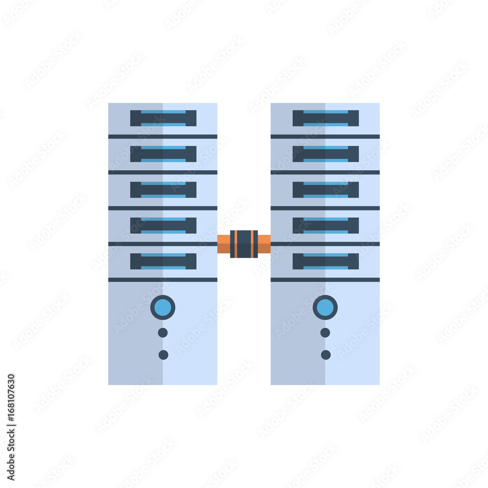 Poster data center icon cloud computer connection hosting server database synchronize technology vector ill