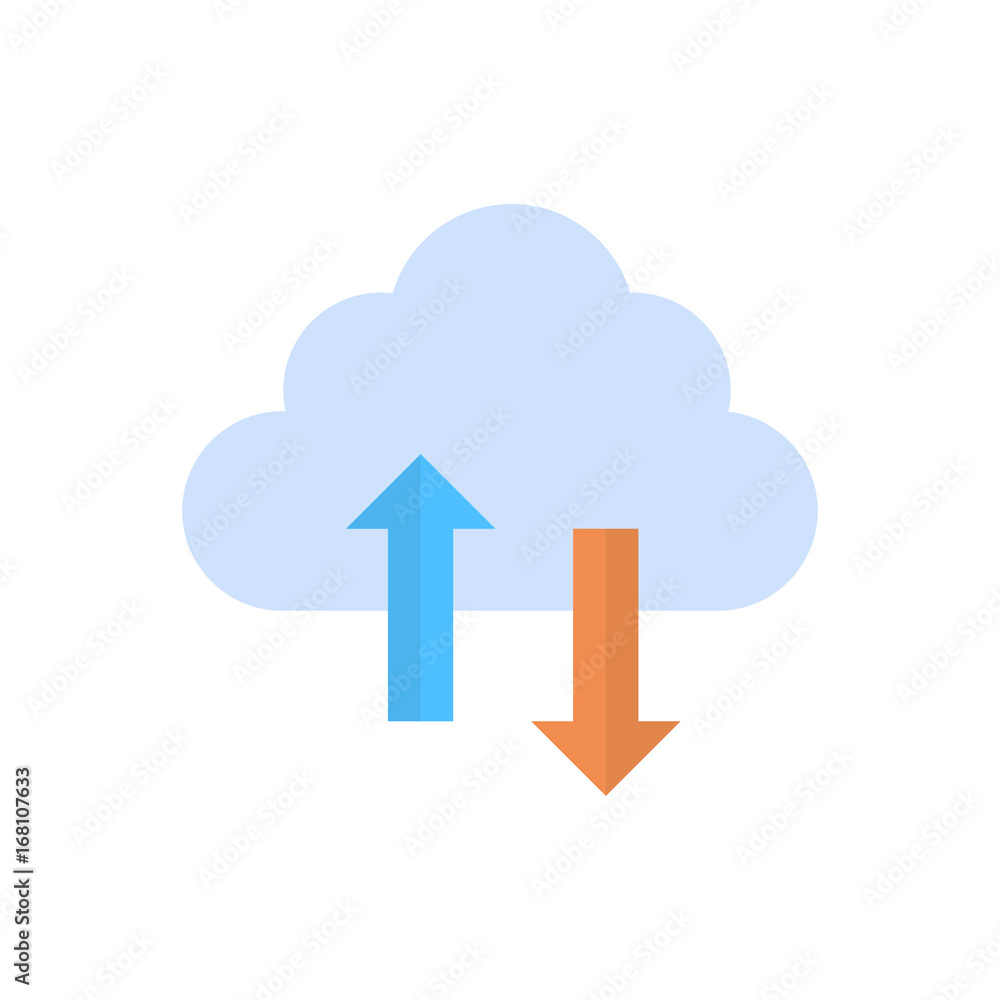 Poster cloud data synchronization icon computer connection database