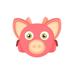 Back to school, things for study - an unusual stylized briefcase on the webbing for a cartoon animal. Cartoon pig, vector illustration..