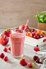 Fresh smoothie made of summer fruits