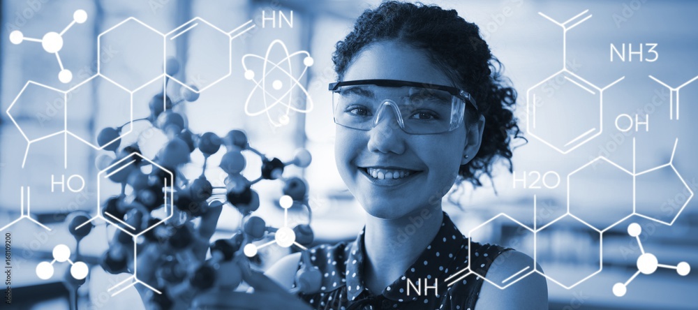 Poster composite image of composite image of chemical structure