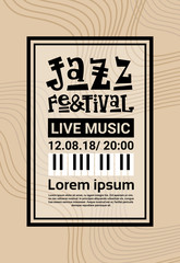 Jazz Festival Live Music Concert Poster Advertisement Retro Banner Vector Illustration