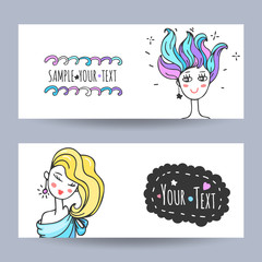 Beauty salon and hairdress. Poster and flyer set vector template illustration