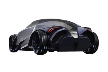 Car concept futuristic metal supercar. 3D rendering - 168110031