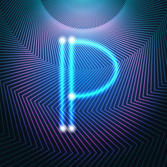 Neon Letter Capital Alphabet Text Lettering Vector Illustration