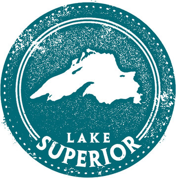 Vintage Lake Superior Travel Stamp