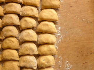 Pierogi On Pastry Board