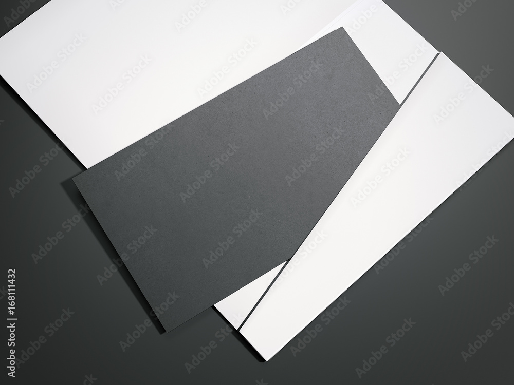 Poster white envelope with black blank sheet. 3d rendering