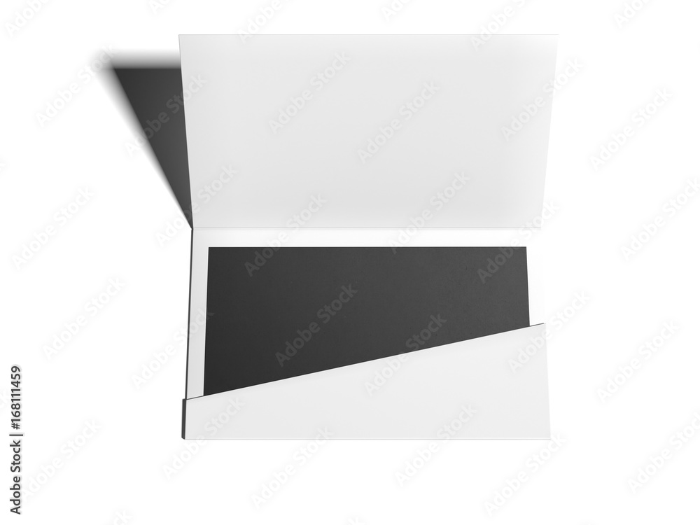 Poster white envelope with blank sheet on bright floor. 3d rendering