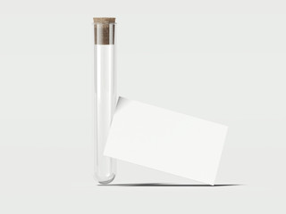 Clean beaker with white business cards. 3d rendering
