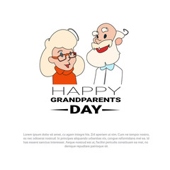 Happy Grandparents Day Greeting Card Banner With Grandfather And Grandmother Vector Illustration