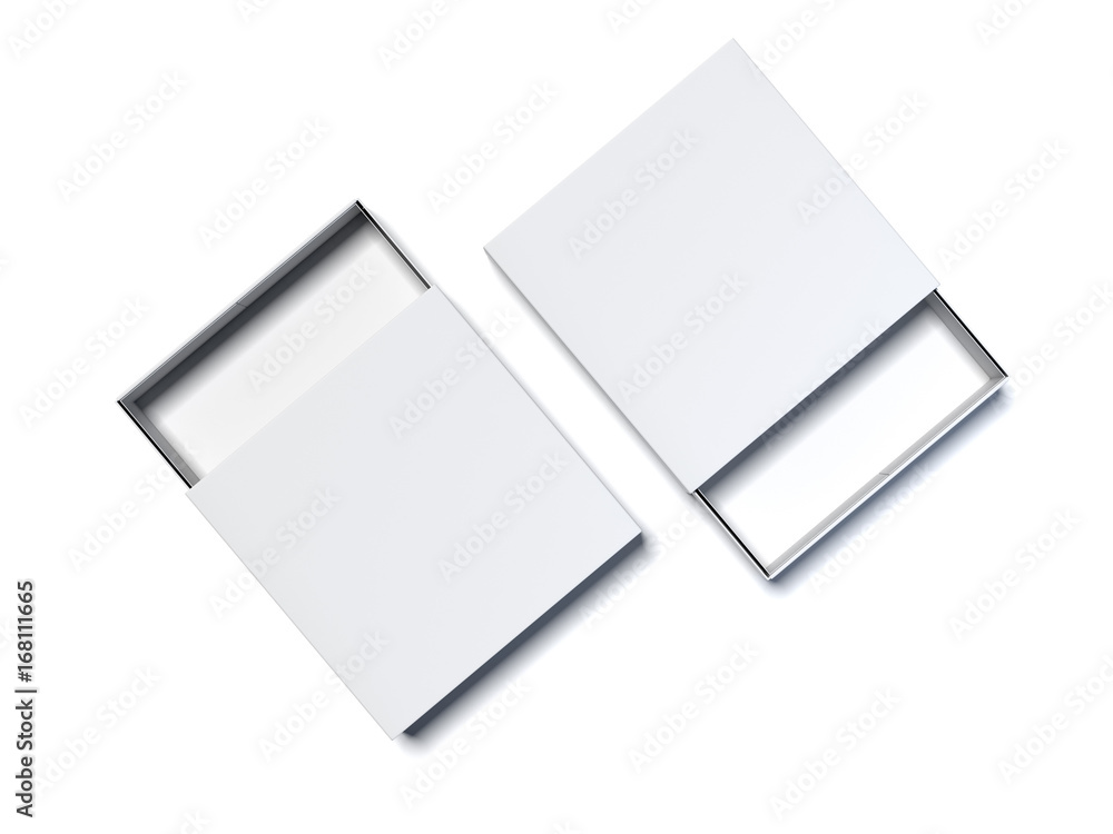Poster two white opened boxes. 3d rendering