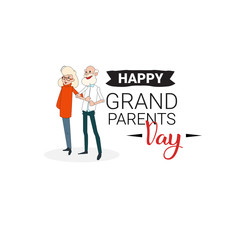 Happy Grandparents Day Greeting Card Banner Text Over White Background Vector Illustration