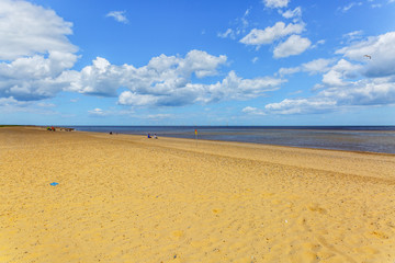 Fototapeta na wymiar Nice view of a yellow sand beach on a bright day, Great Yarmouth, UK