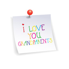 Happy Grandparents Day Greeting Card Sticker Colorful Text Over White Background Vector Illustration