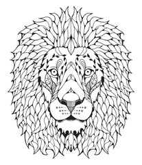Lion head zentangle stylized, vector, illustration, freehand pencil, hand drawn, pattern. Zen art. Anti stress coloring books for kids and adults.