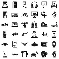 Game adjustment icons set, simple style