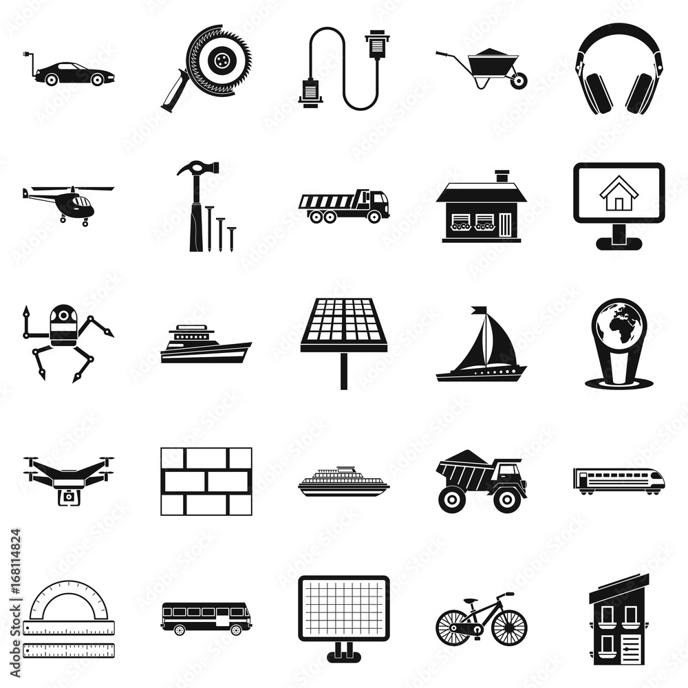Poster plot icons set, simple style