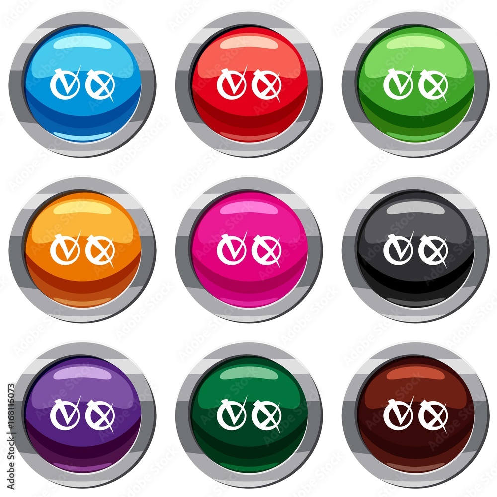 Poster tick and cross in circles set 9 collection