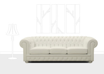 divani in una stanza disegnata