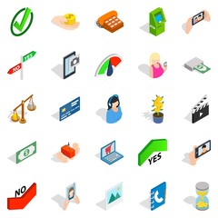 Operator icons set, isometric style