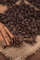 Coffee beans with cinnamon